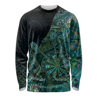 Personalised New Zealand Dart Long Sleeve Shirt Maori Fern With Paua Shell - Polynesian Pride