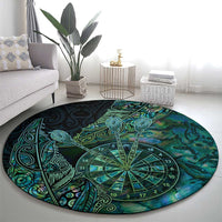 New Zealand Dart Round Carpet Maori Fern With Paua Shell - Polynesian Pride