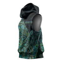 Personalised New Zealand Dart Sleeveless Hoodie Maori Fern With Paua Shell - Polynesian Pride