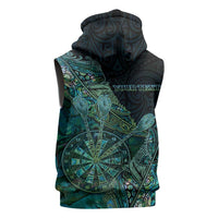 Personalised New Zealand Dart Sleeveless Zip Hoodie Maori Fern With Paua Shell - Polynesian Pride