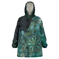 Personalised New Zealand Dart Wearable Blanket Hoodie Maori Fern With Paua Shell - Polynesian Pride
