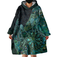 Personalised New Zealand Dart Wearable Blanket Hoodie Maori Fern With Paua Shell - Polynesian Pride
