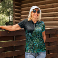 Personalised New Zealand Dart Women Polo Shirt Maori Fern With Paua Shell - Polynesian Pride