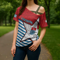 West Papua Morning Star Cross Shoulder Shirt One People One Soul DT05 - Polynesian Pride