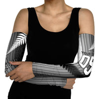 Custom New Zealand Football Arm Sleeves Silver Fern Maori Pattern Monochrome DT05 - Polynesian Pride