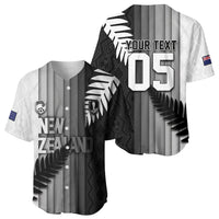 Custom New Zealand Football Baseball Jersey Silver Fern Maori Pattern Monochrome DT05 - Polynesian Pride