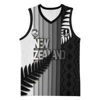 Custom New Zealand Football Basketball Jersey Silver Fern Maori Pattern Monochrome DT05 Unisex White - Polynesian Pride