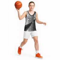 Custom New Zealand Football Basketball Jersey Silver Fern Maori Pattern Monochrome DT05 - Polynesian Pride