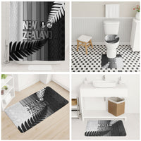 New Zealand Football Bathroom Set Silver Fern Maori Pattern Monochrome DT05 - Polynesian Pride