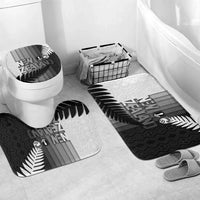 New Zealand Football Bathroom Set Silver Fern Maori Pattern Monochrome DT05 Mat Set Only (3 pcs) One Size White - Polynesian Pride