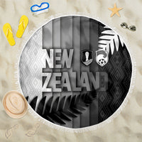New Zealand Football Beach Blanket Silver Fern Maori Pattern Monochrome DT05 One Size 150cm White - Polynesian Pride
