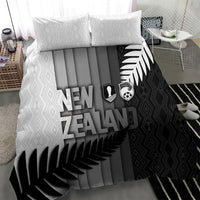 New Zealand Football Bedding Set Silver Fern Maori Pattern Monochrome DT05 - Polynesian Pride
