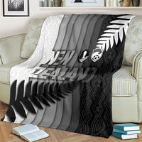 New Zealand Football Blanket Silver Fern Maori Pattern Monochrome DT05 - Polynesian Pride