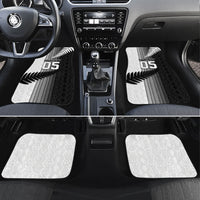 Custom New Zealand Football Car Mats Silver Fern Maori Pattern Monochrome DT05 Set 4pcs White - Polynesian Pride