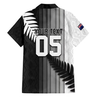 Custom New Zealand Football Family Matching Off Shoulder Maxi Dress and Hawaiian Shirt Silver Fern Maori Pattern Monochrome