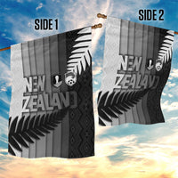 New Zealand Football Garden Flag Silver Fern Maori Pattern Monochrome DT05 - Polynesian Pride