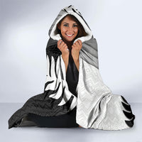 New Zealand Football Hooded Blanket Silver Fern Maori Pattern Monochrome DT05 - Polynesian Pride