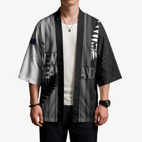 Custom New Zealand Football Kimono Silver Fern Maori Pattern Monochrome DT05 - Polynesian Pride