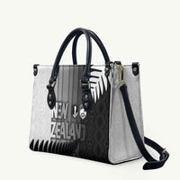 New Zealand Football Leather Bag Silver Fern Maori Pattern Monochrome DT05 White - Polynesian Pride