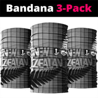 New Zealand Football Neck Gaiter Silver Fern Maori Pattern Monochrome DT05 package One Size: 25*50cm White - Polynesian Pride