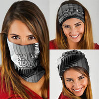 New Zealand Football Neck Gaiter Silver Fern Maori Pattern Monochrome DT05 - Polynesian Pride