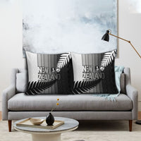 New Zealand Football Pillow Cover Silver Fern Maori Pattern Monochrome DT05 - Polynesian Pride