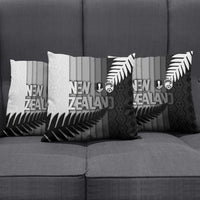 New Zealand Football Pillow Cover Silver Fern Maori Pattern Monochrome DT05 - Polynesian Pride
