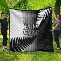 New Zealand Football Quilt Silver Fern Maori Pattern Monochrome DT05 - Polynesian Pride