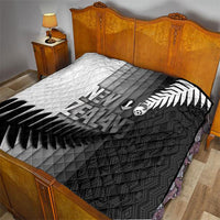 New Zealand Football Quilt Silver Fern Maori Pattern Monochrome DT05 - Polynesian Pride