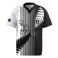 Custom New Zealand Football Rugby Jersey Silver Fern Maori Pattern Monochrome DT05 White - Polynesian Pride