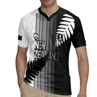 Custom New Zealand Football Rugby Jersey Silver Fern Maori Pattern Monochrome DT05 - Polynesian Pride