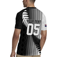 Custom New Zealand Football Rugby Jersey Silver Fern Maori Pattern Monochrome DT05 - Polynesian Pride
