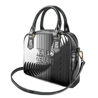 New Zealand Football Shoulder Handbag Silver Fern Maori Pattern Monochrome DT05 - Polynesian Pride