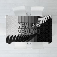 New Zealand Football Tablecloth Silver Fern Maori Pattern Monochrome DT05 White - Polynesian Pride