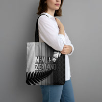 New Zealand Football Tote Bag Silver Fern Maori Pattern Monochrome DT05 - Polynesian Pride