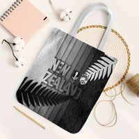New Zealand Football Tote Bag Silver Fern Maori Pattern Monochrome DT05 White Strap One Size White - Polynesian Pride
