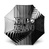 New Zealand Football Umbrella Silver Fern Maori Pattern Monochrome DT05 One Size Folded 11.42 inch Opened Diameter 37.4 inch White - Polynesian Pride