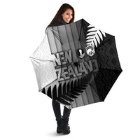 New Zealand Football Umbrella Silver Fern Maori Pattern Monochrome DT05 - Polynesian Pride