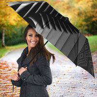 New Zealand Football Umbrella Silver Fern Maori Pattern Monochrome DT05 - Polynesian Pride