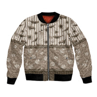 Hawaii Christmas In July Bomber Jacket Beige Mele Kalikimaka Sea Animals