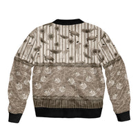 Hawaii Christmas In July Bomber Jacket Beige Mele Kalikimaka Sea Animals