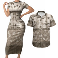 Hawaii Christmas In July Couples Matching Short Sleeve Bodycon Dress and Hawaiian Shirt Beige Mele Kalikimaka Sea Animals DT05 Beige - Polynesian Pride