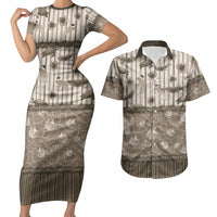 Hawaii Christmas In July Couples Matching Short Sleeve Bodycon Dress and Hawaiian Shirt Beige Mele Kalikimaka Sea Animals DT05 Beige - Polynesian Pride