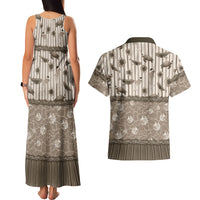 Hawaii Christmas In July Couples Matching Tank Maxi Dress and Hawaiian Shirt Beige Mele Kalikimaka Sea Animals