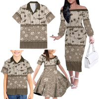 Hawaii Christmas In July Family Matching Off The Shoulder Long Sleeve Dress and Hawaiian Shirt Beige Mele Kalikimaka Sea Animals DT05 - Polynesian Pride