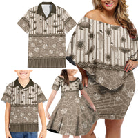Hawaii Christmas In July Family Matching Off Shoulder Short Dress and Hawaiian Shirt Beige Mele Kalikimaka Sea Animals DT05 - Polynesian Pride