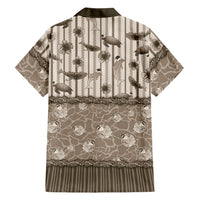 Hawaii Christmas In July Family Matching Off Shoulder Short Dress and Hawaiian Shirt Beige Mele Kalikimaka Sea Animals DT05 Dad's Shirt - Long Sleeve Beige - Polynesian Pride