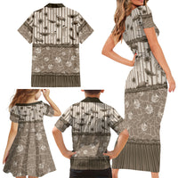 Hawaii Christmas In July Family Matching Short Sleeve Bodycon Dress and Hawaiian Shirt Beige Mele Kalikimaka Sea Animals DT05 Mom's Dress Beige - Polynesian Pride