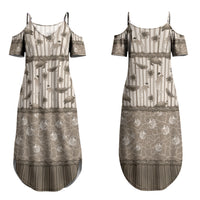 Hawaii Christmas In July Family Matching Summer Maxi Dress and Hawaiian Shirt Beige Mele Kalikimaka Sea Animals DT05 Mom's Dress Beige - Polynesian Pride