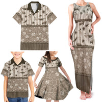 Hawaii Christmas In July Family Matching Tank Maxi Dress and Hawaiian Shirt Beige Mele Kalikimaka Sea Animals